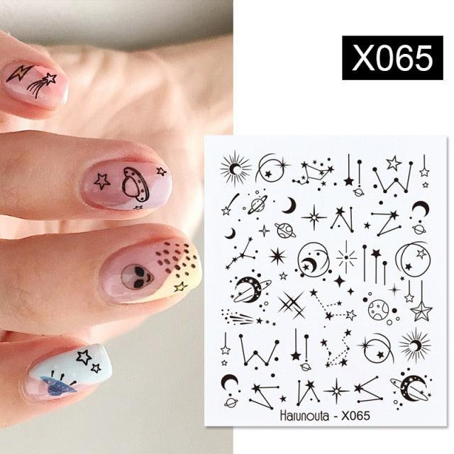 Abstract Lady Face Water Decals Fruit Flower Nail Stickers