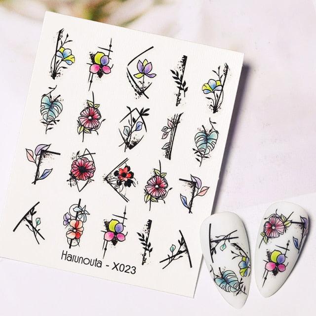 Abstract Lady Face Water Decals Fruit Flower Nail Stickers