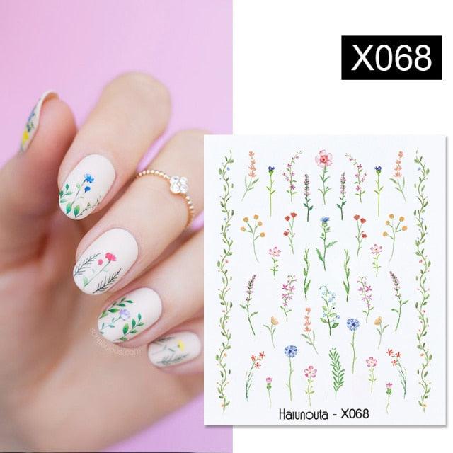 Abstract Lady Face Water Decals Fruit Flower Nail Stickers