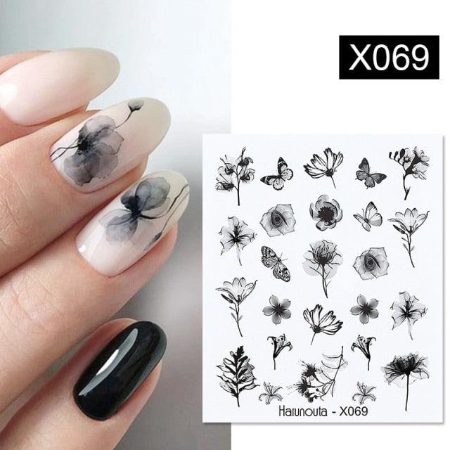 Abstract Lady Face Water Decals Fruit Flower Nail Stickers