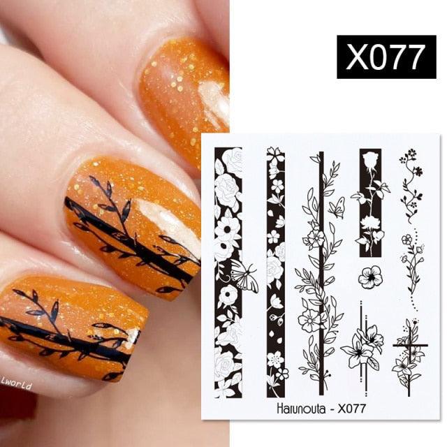 Abstract Lady Face Water Decals Fruit Flower Nail Stickers