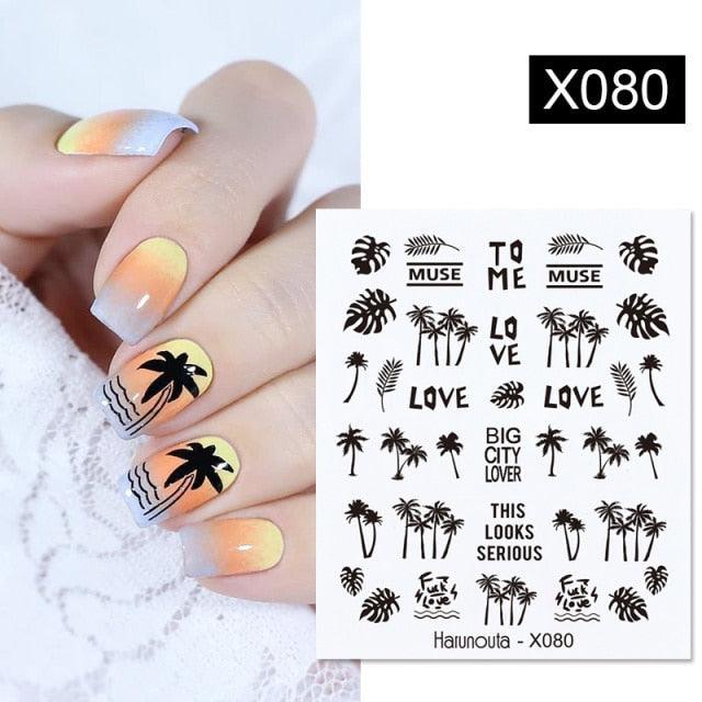 Abstract Lady Face Water Decals Fruit Flower Nail Stickers