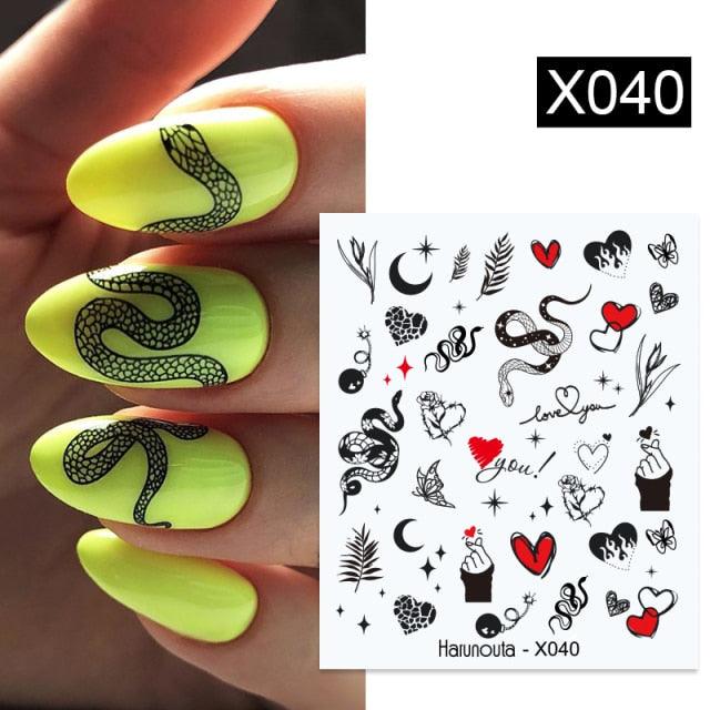 Abstract Lady Face Water Decals Fruit Flower Nail Stickers