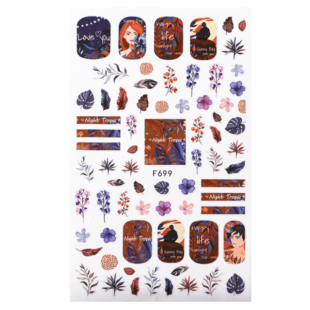 3D Nail Stickers Character Image Decals Slider Valentine Black White Nail Art Decoration