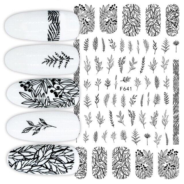 3D Nail Stickers Character Image Decals Slider Valentine Black White Nail Art Decoration