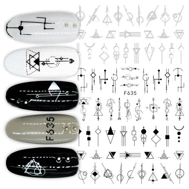 3D Nail Stickers Character Image Decals Slider Valentine Black White Nail Art Decoration