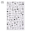 3D Nail Stickers Character Image Decals Slider Valentine Black White Nail Art Decoration